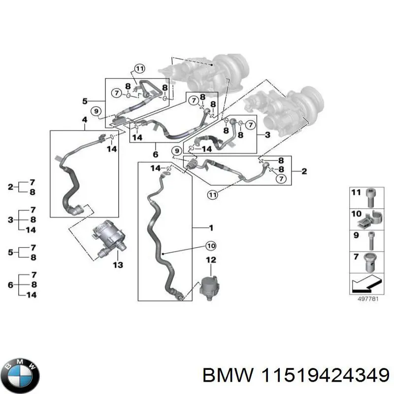 11519424349 BMW Pompa chłodzenia wodą, dodatkowa elektryczna