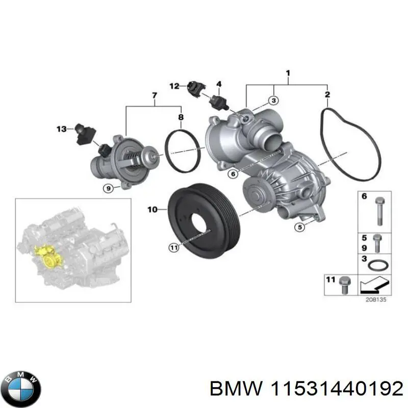 Uszczelka termostatu do BMW 7  E65, E66, E67