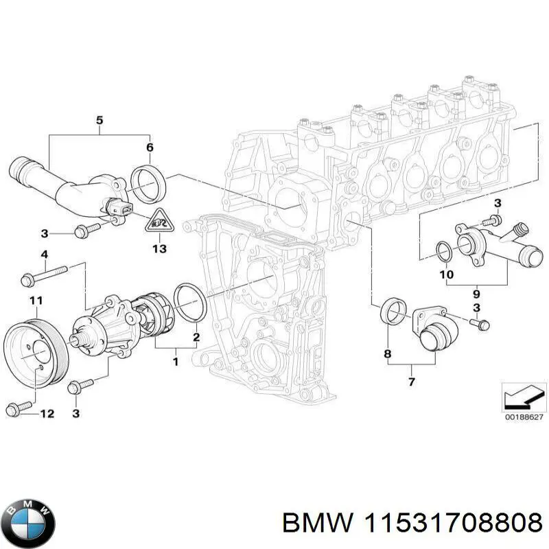Do koszyka 11531708808 BMW Kołnierz układu chłodzenia (trójnik)