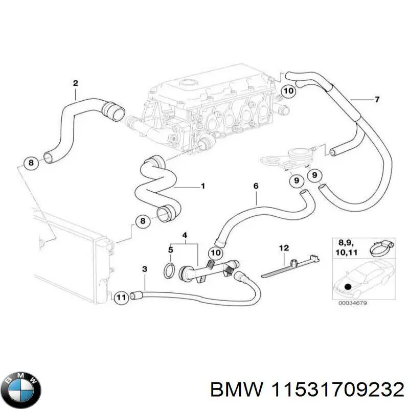 Do koszyka 11531709232 BMW Kołnierz układu chłodzenia (trójnik)