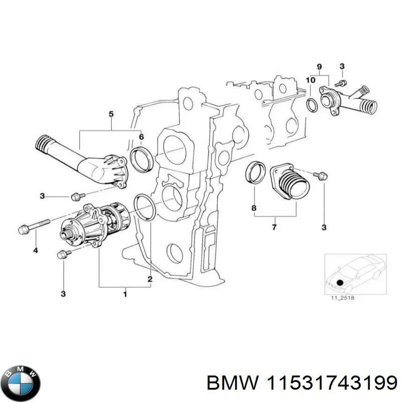 Do koszyka 11531743199 BMW Kołnierz układu chłodzenia (trójnik)