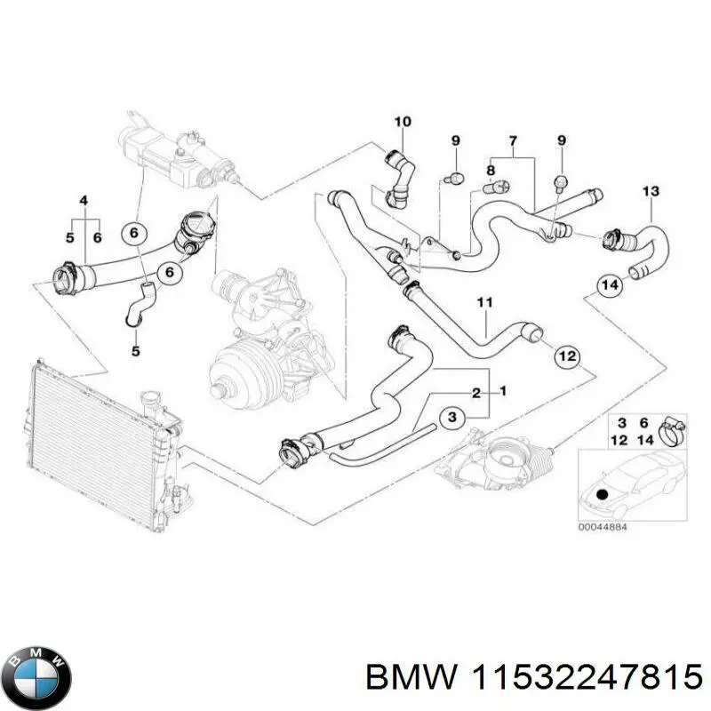Przewód (króciec) chłodnicy górny BMW 11532247815 cena, od 123,31 USD