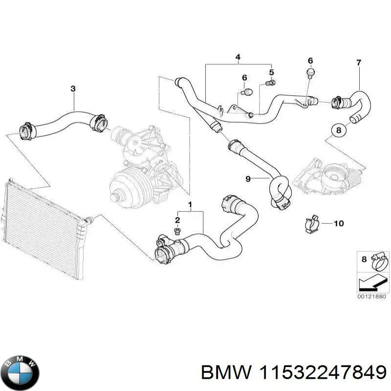 11532247849 BMW przewód (króciec chłodnicy górny)