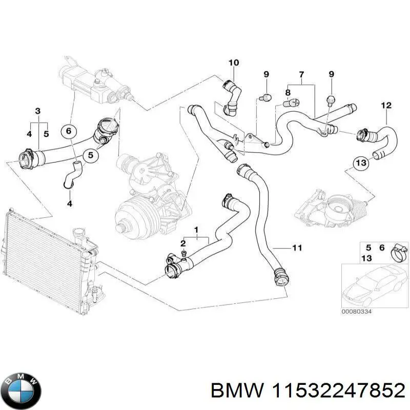 11532247852 BMW przewód (króciec chłodnicy dolny)