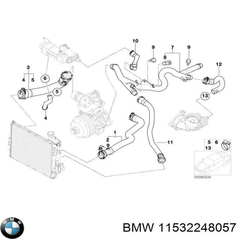 Do koszyka 11532248057 BMW Przewód (króciec) chłodnicy górny