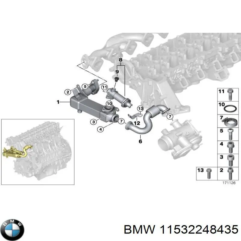 11532248435 BMW Uszczelka schładzacza EGR układu recyrkulacji spalin