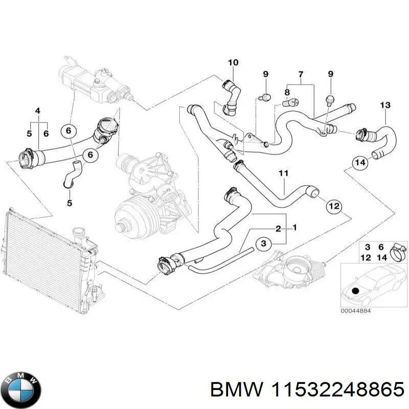 11532248865 BMW Przewód (króciec) chłodnicy dolny