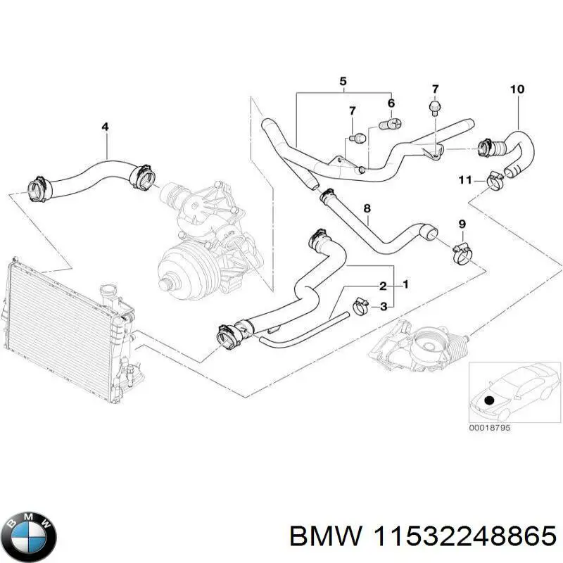 Przewód (króciec) chłodnicy dolny BMW 11532248865 cena, od 37,15 USD