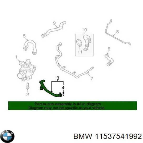 Przewód (króciec) układu chłodzenia BMW 11537541992 cena, od 32,66 USD