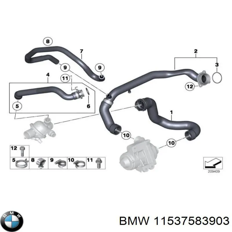 Przewód (króciec) chłodzenia turbiny cieczą, zwrotny do BMW 7 (F01, F02, F03, F04)