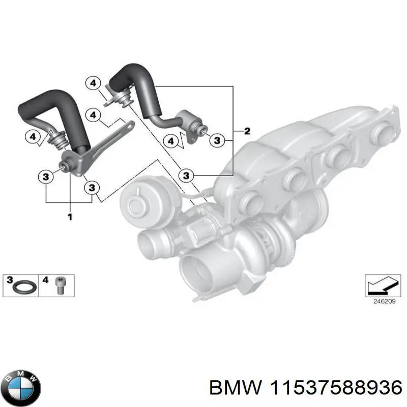 Przewód (króciec) chłodzenia turbiny cieczą, zwrotny BMW 11537588936 cena, od 30,80 USD