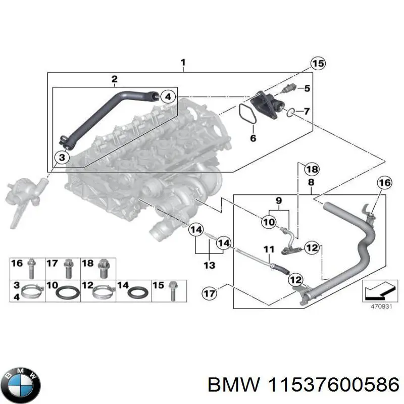 Przewód (króciec) układu chłodzenia BMW 11537600586 cena, od 53,69 USD