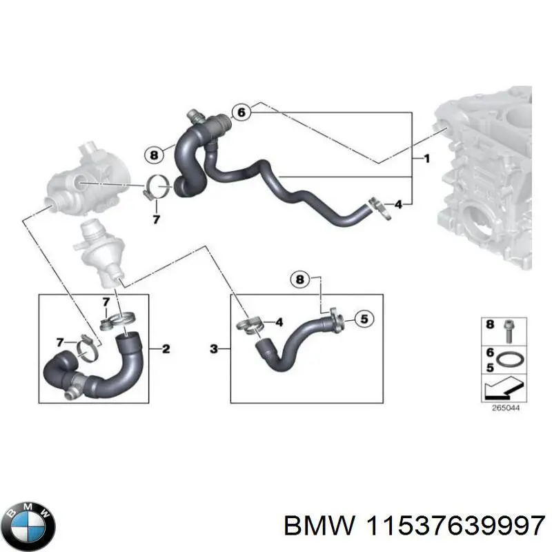 11537639997 BMW przewód (króciec pompy wodnej odbiorczy)