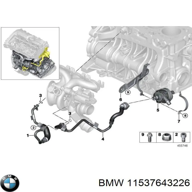 Przewód (króciec) chłodzenia turbiny cieczą, zwrotny BMW 11537643226 cena, od 40,55 USD