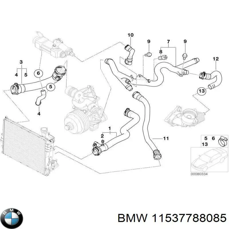 11537788085 BMW przewód (króciec chłodnicy dolny)