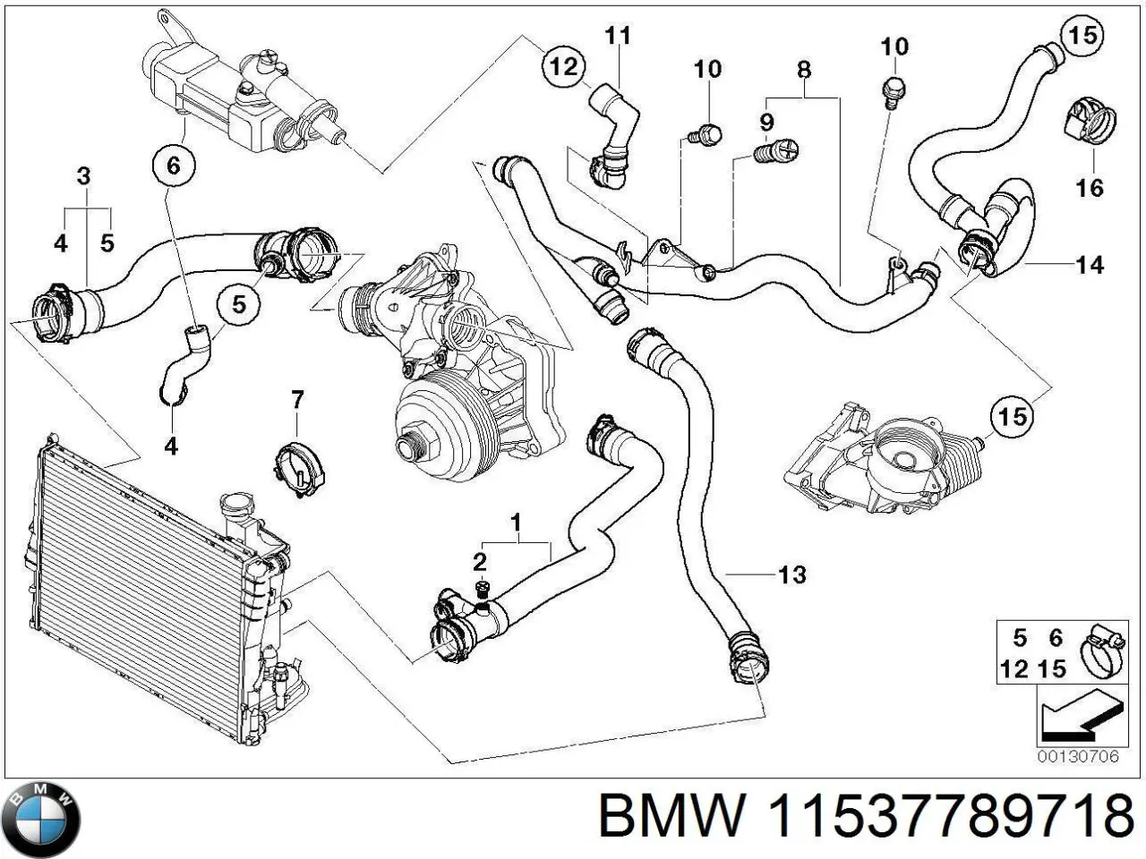 Przewód (króciec) chłodnicy dolny BMW 11537789718 cena, od 45,82 USD