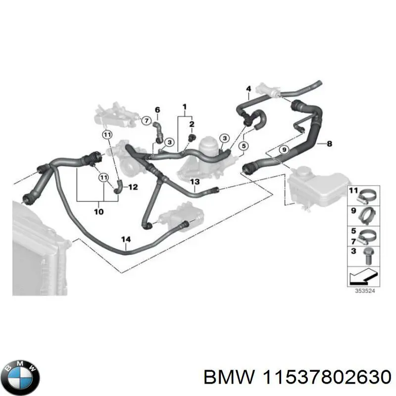 Do koszyka 11537802630 BMW Przewód (króciec) układu chłodzenia