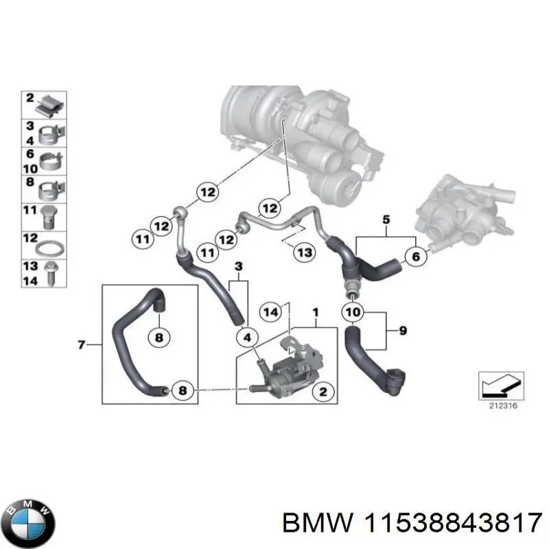 Do koszyka 11538843817 BMW Pompa chłodzenia wodą, dodatkowa elektryczna