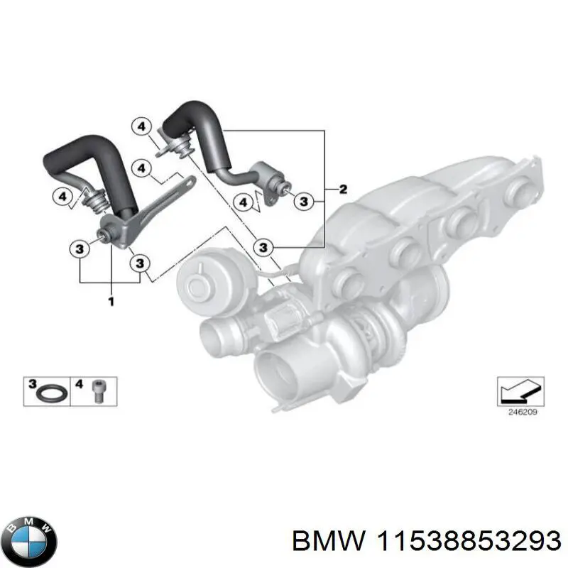 Przewód (króciec) chłodzenia turbiny cieczą, zwrotny do BMW X1 (E84)