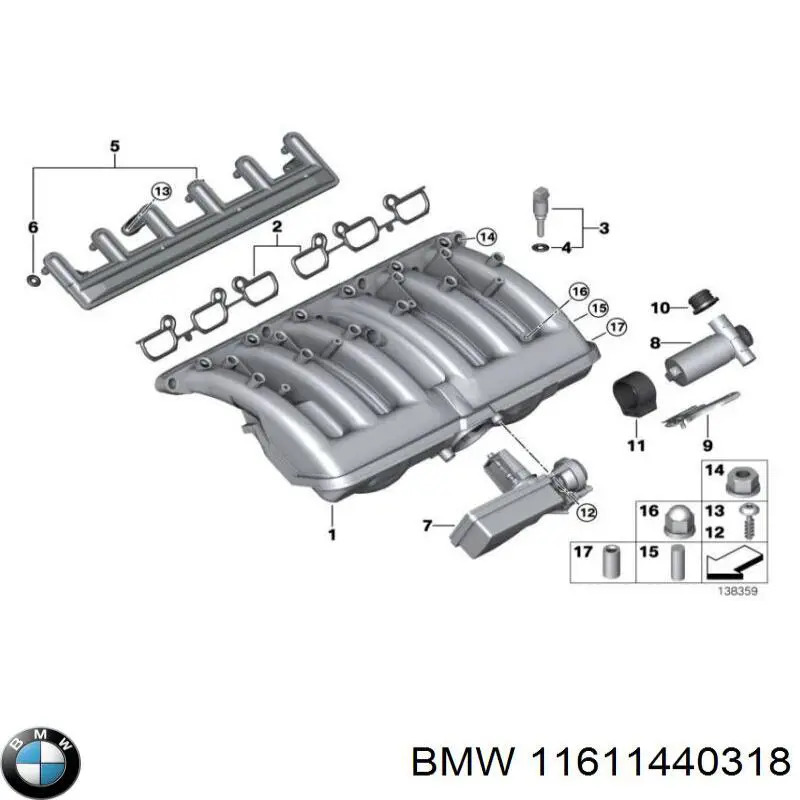 11611440318 BMW Króciec wentylacji kadłuba (separatora oleju)