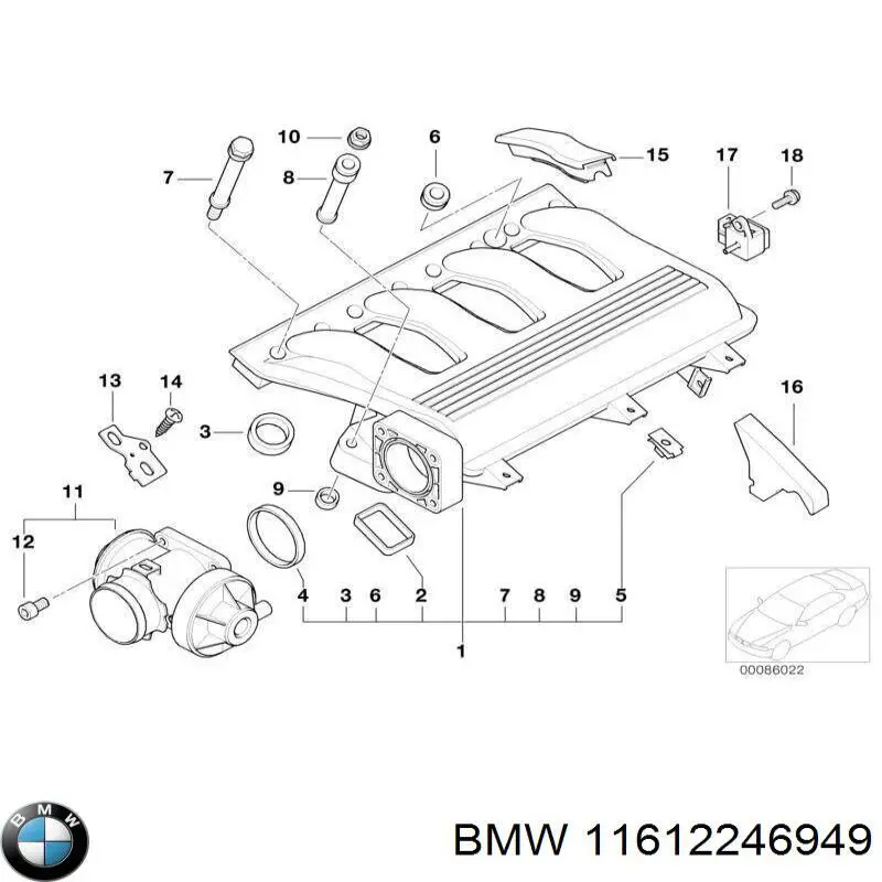 Do koszyka 11612246949 BMW Uszczelka kolektora ssącego