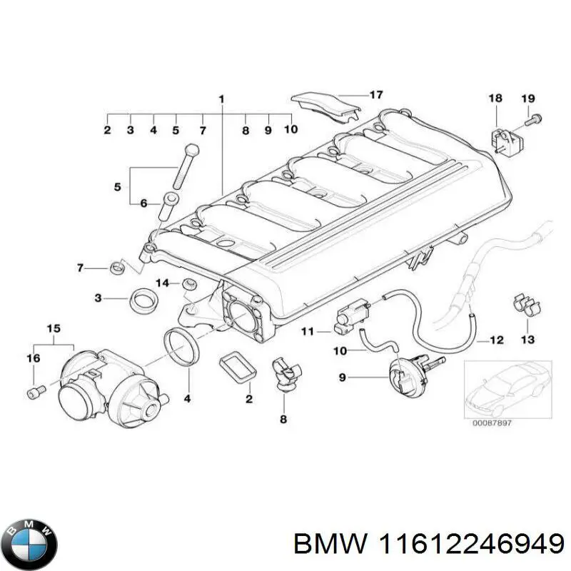 Uszczelka kolektora ssącego 11612246949 BMW