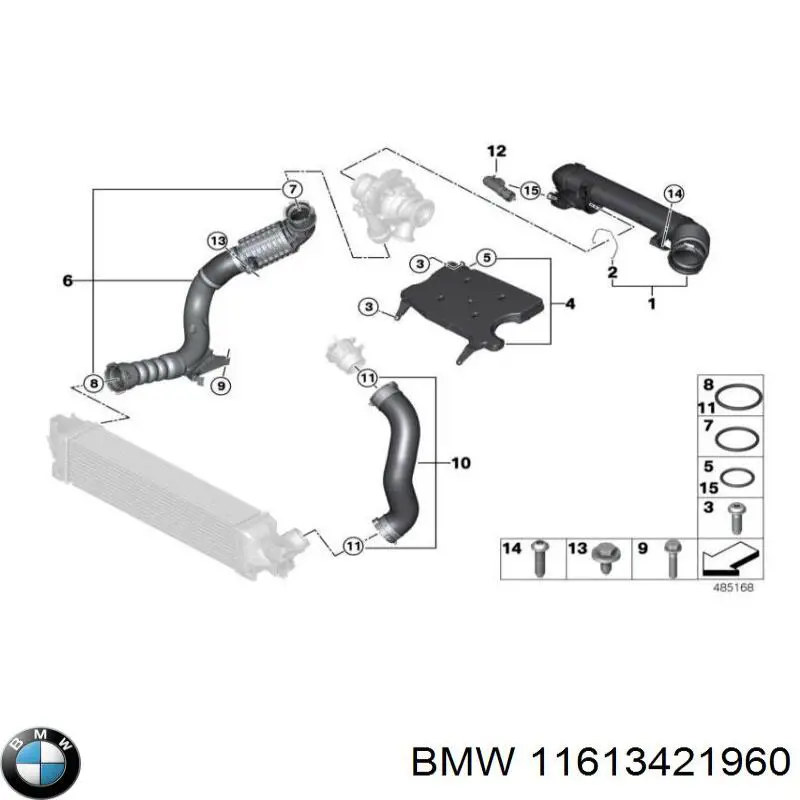 Do koszyka 11613421960 BMW Przewód (króciec) intercoolera