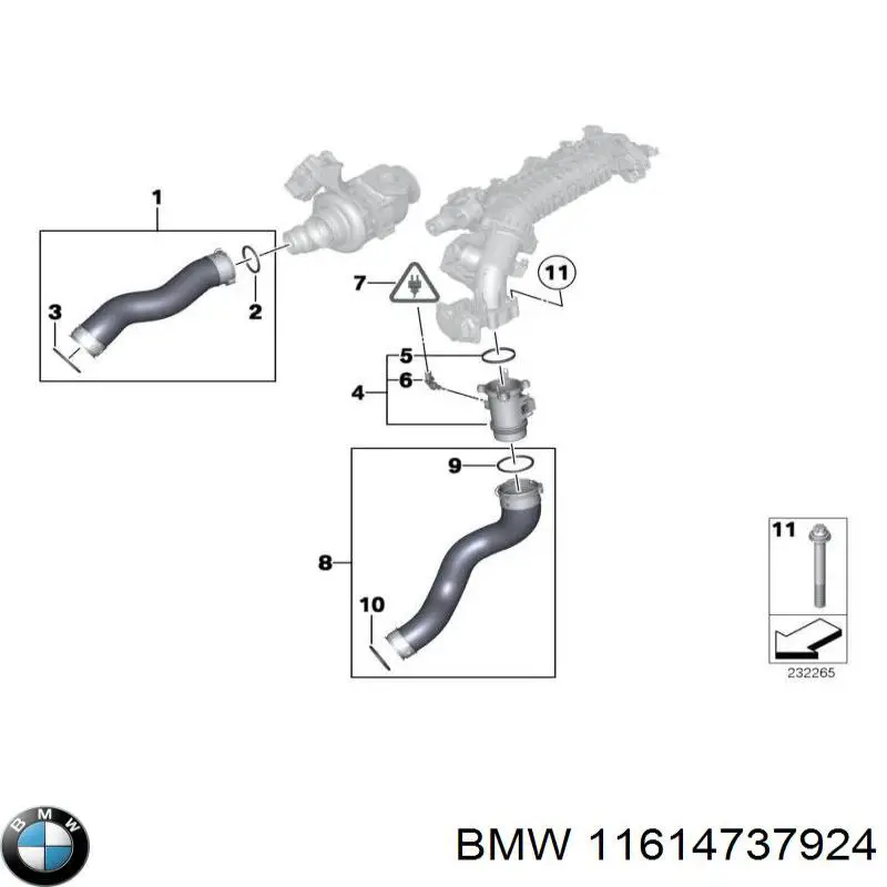 Przewód (króciec) intercoolera BMW 11614737924 cena, od 64,61 USD