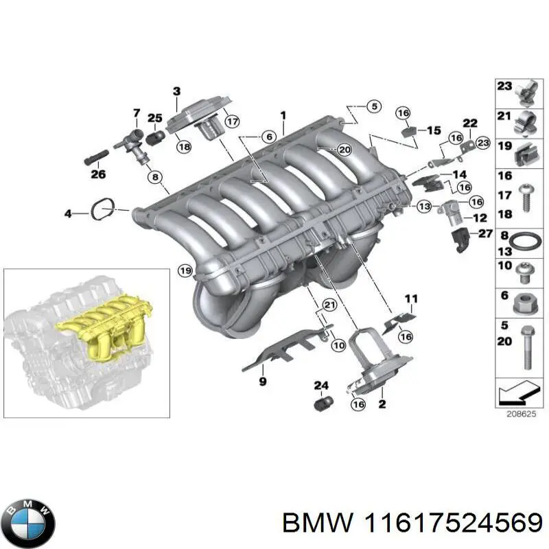 11617524569 BMW Uszczelka kolektora ssącego