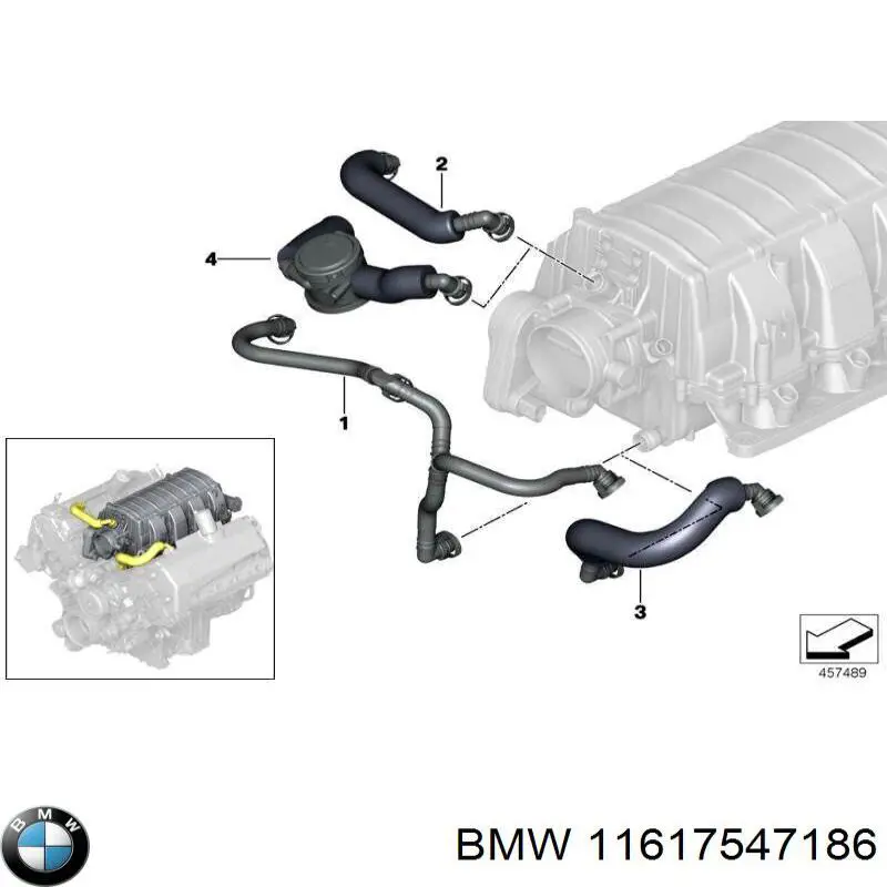 Króciec wentylacji kadłuba (separatora oleju) BMW 11617547186 cena, od 34,12 USD
