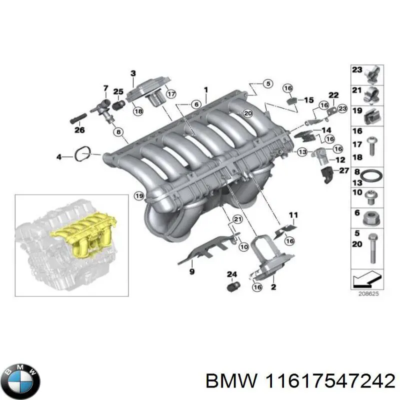 Uszczelka kolektora ssącego 11617547242 BMW