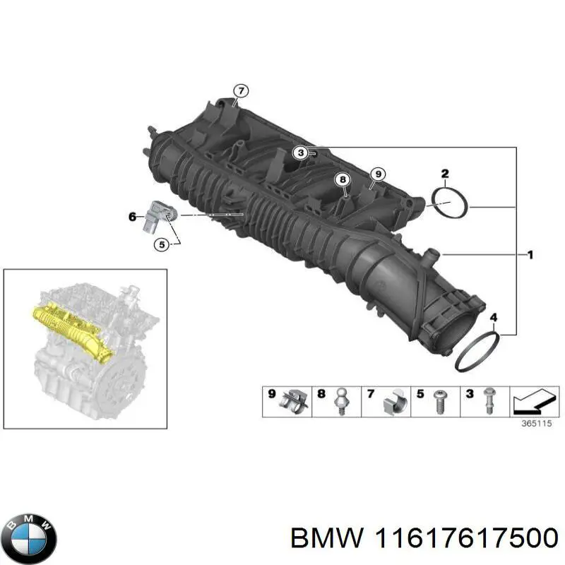Do koszyka 11617617500 BMW Kolektor ssący