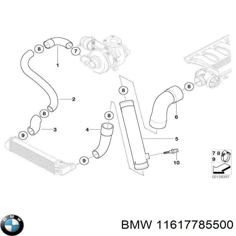 Króciec powietrza, wylot z turbiny (doładowanie) do BMW 3 (E46)