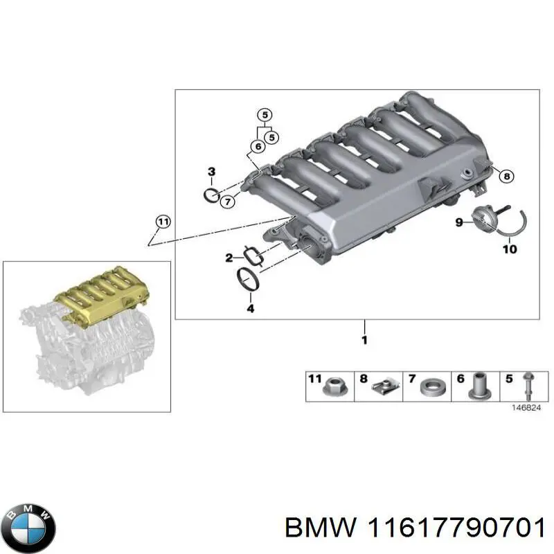 Kolektor ssący BMW 11617790701 cena, od 41,70 USD