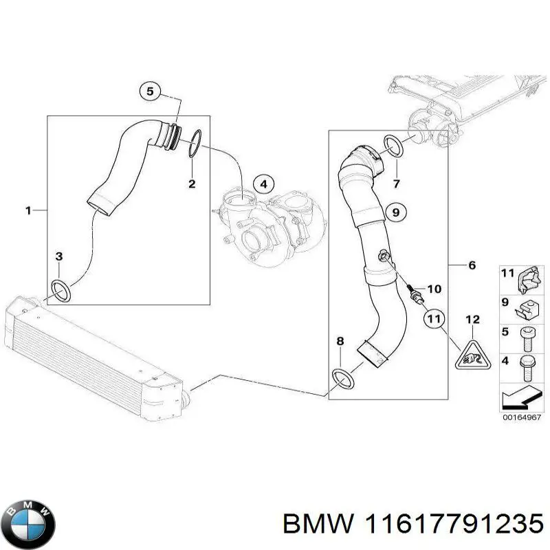Do koszyka 11617791235 BMW Uszczelka (podkładka) rurki intercoolera