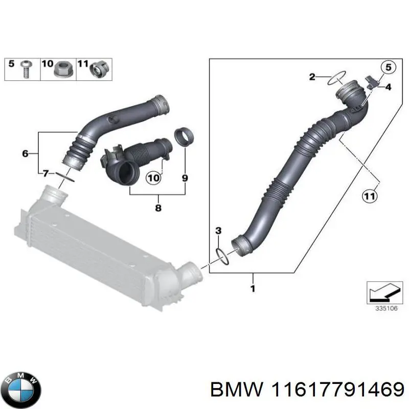 11617791469 BMW Uszczelka (podkładka) rurki intercoolera