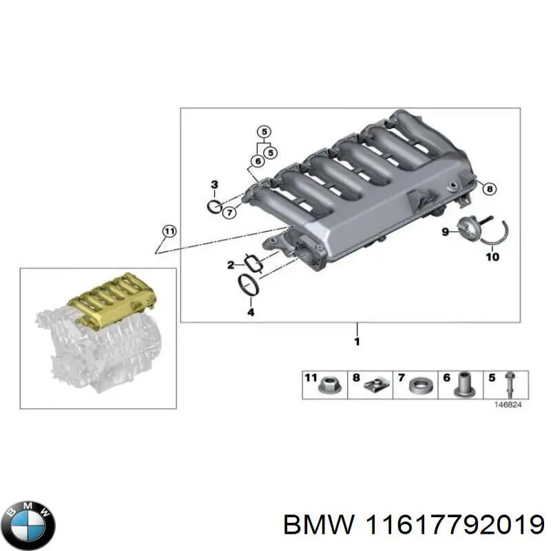 Kolektor ssący BMW 11617792019 cena, od 291,54 USD