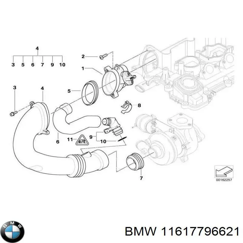 Do koszyka 11617796621 BMW Uszczelka (podkładka) rurki intercoolera