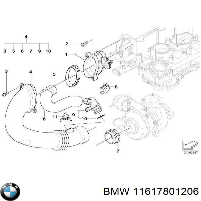 Do koszyka 11617801206 BMW Uszczelka turbiny, wkładka elastyczna