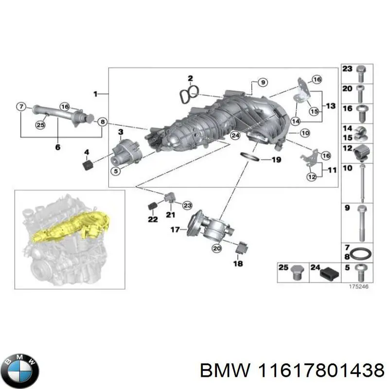 11617801438 BMW Uszczelka kolektora ssącego