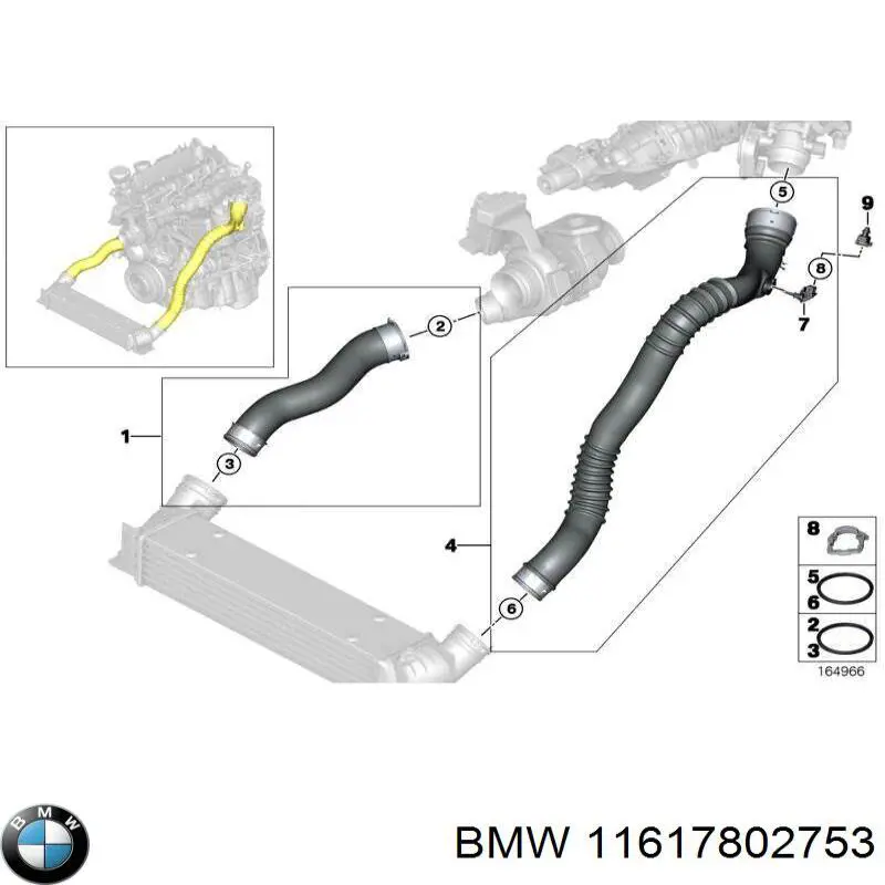 11617802753 BMW przewód (króciec intercoolera prawy)