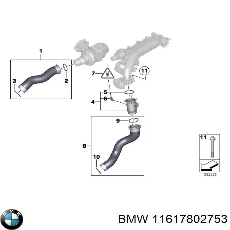 Przewód (króciec) intercoolera BMW 11617802753 cena, od 77,93 USD