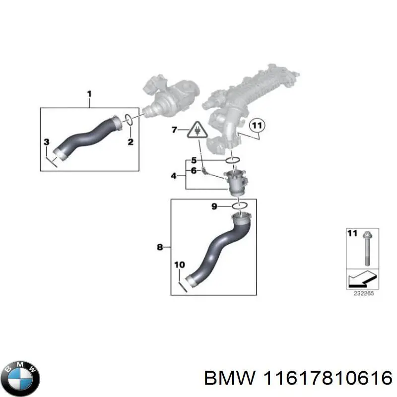 11617810616 BMW Króciec powietrza, wylot z turbiny (doładowanie)