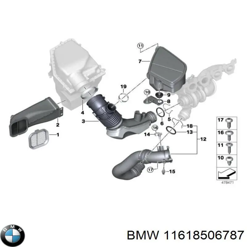 Do koszyka 11618506787 BMW Uszczelka (podkładka) rurki intercoolera