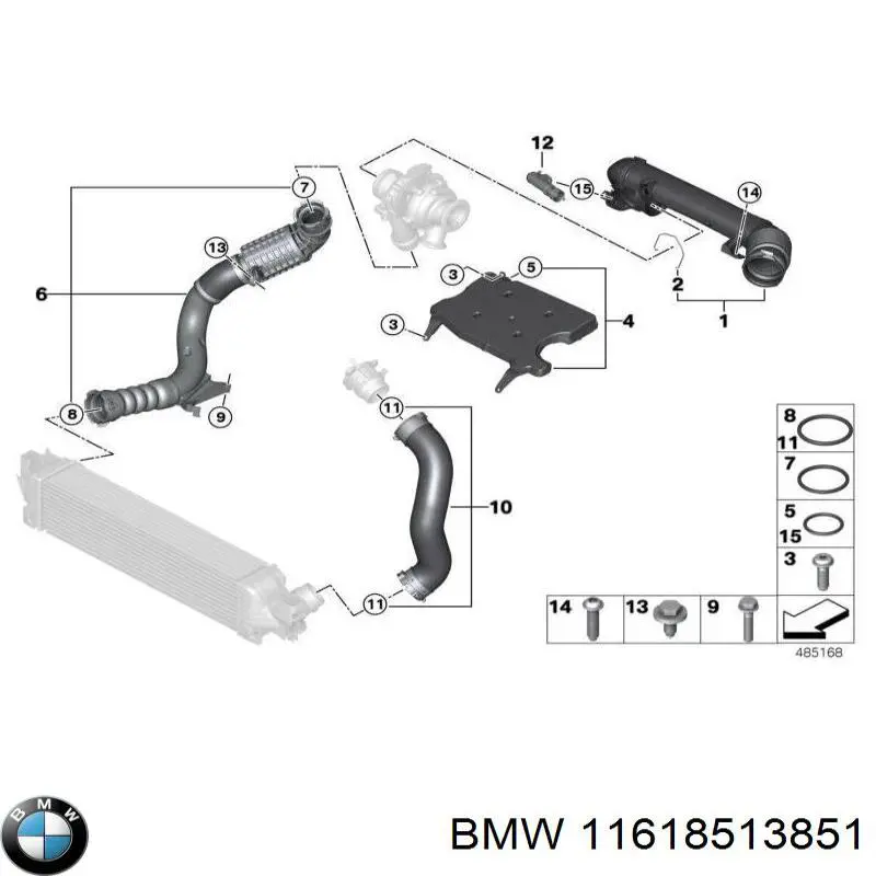 Przewód (króciec) intercoolera BMW 11618513851 cena, od 78,97 USD