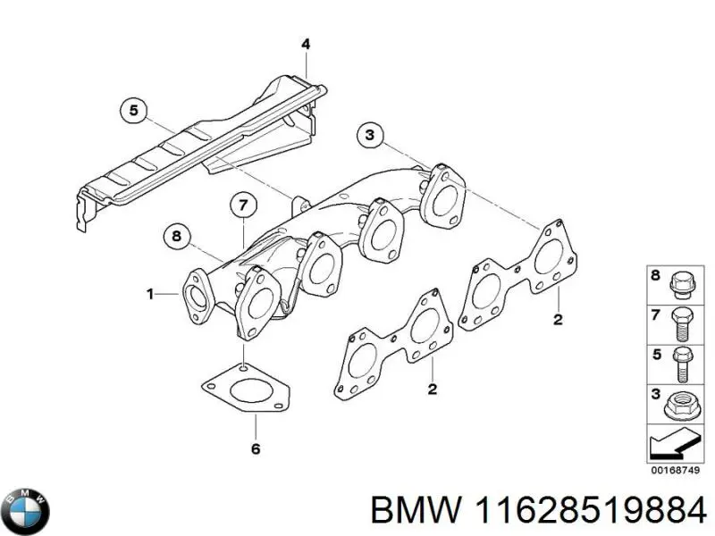 11628519884 BMW Uszczelka rury odbiornika tłumika