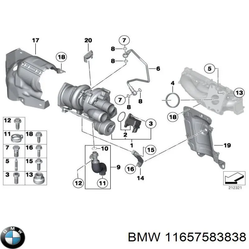 11657583838 BMW rurka (przewód spływu oleju z turbiny)