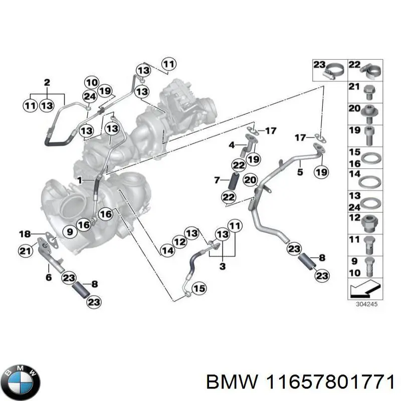 Do koszyka 11657801771 BMW Śruba mocująca turbinę