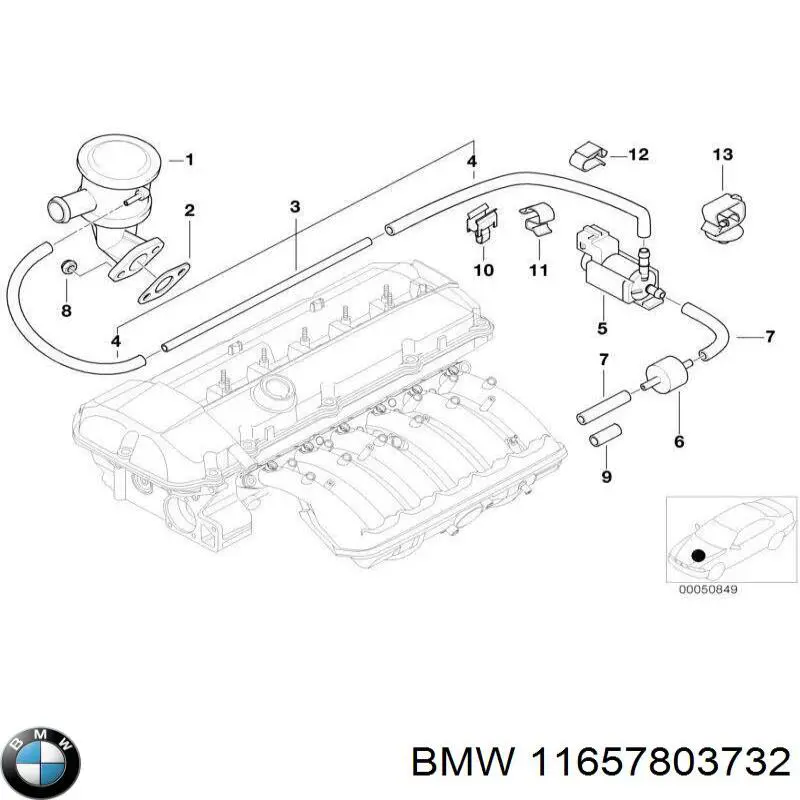 Króciec wentylacji kadłuba (separatora oleju) BMW 13717558465 cena, od 80,34 USD