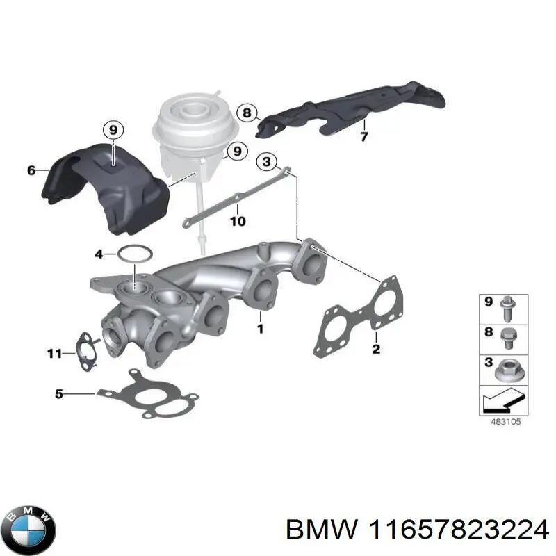 11657823224 BMW Uszczelka turbiny doładowania, dopływ